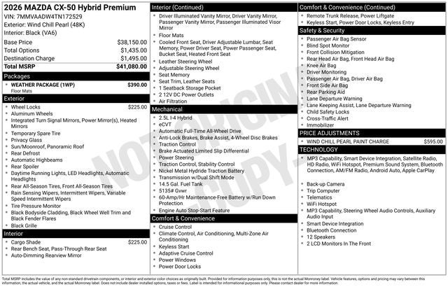2026 Mazda Mazda CX-50 Hybrid Premium AWD