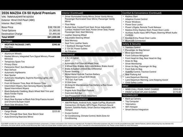 2026 Mazda Mazda CX-50 Hybrid Premium AWD