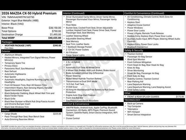 2026 Mazda Mazda CX-50 Hybrid Premium AWD