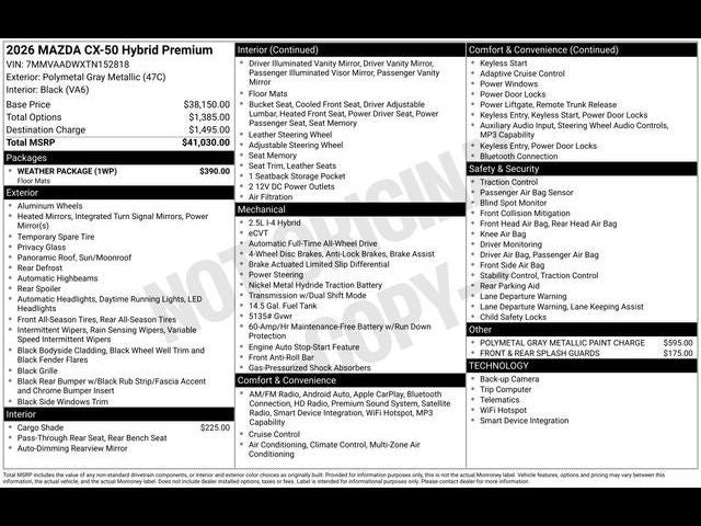 2026 Mazda Mazda CX-50 Hybrid Premium AWD