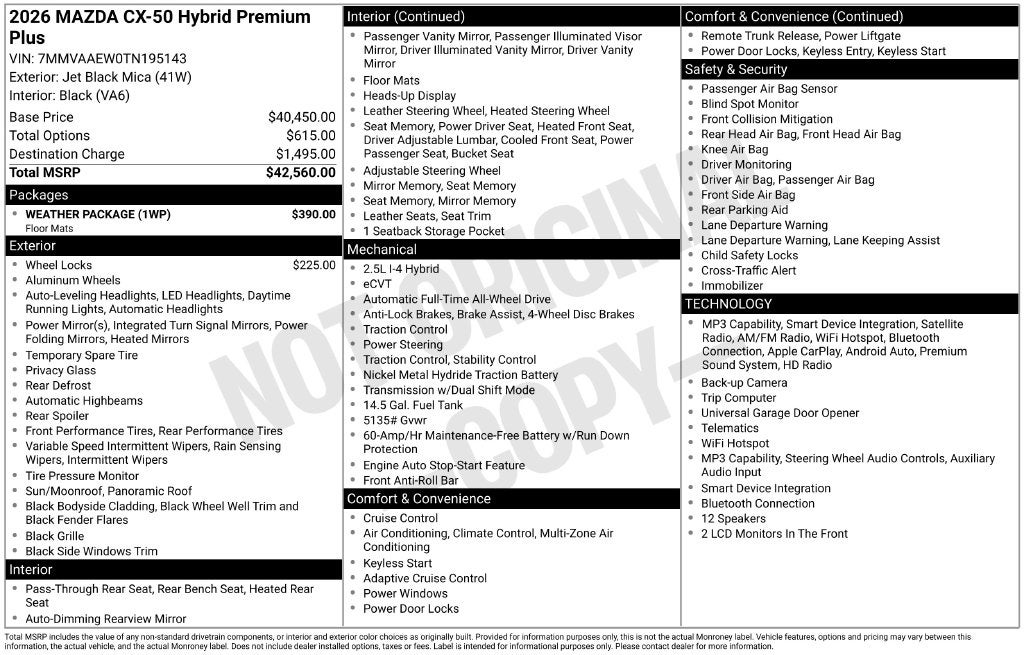 2026 Mazda Mazda CX-50 Hybrid Premium Plus AWD