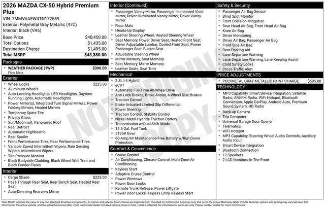 2026 Mazda Mazda CX-50 Hybrid Premium Plus