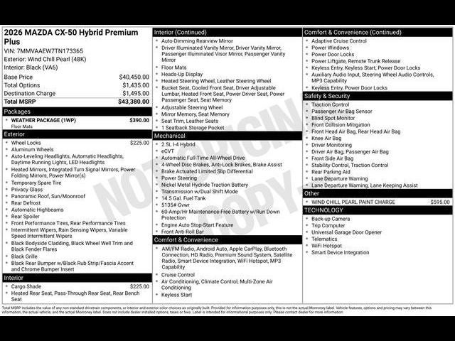 2026 Mazda Mazda CX-50 Hybrid Premium Plus AWD