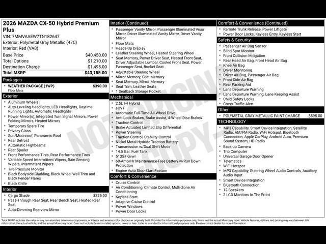 2026 Mazda Mazda CX-50 Hybrid Premium Plus AWD
