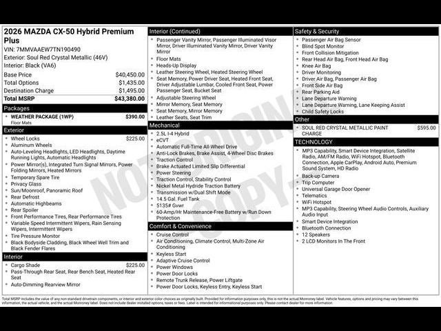 2026 Mazda Mazda CX-50 Hybrid Premium Plus AWD