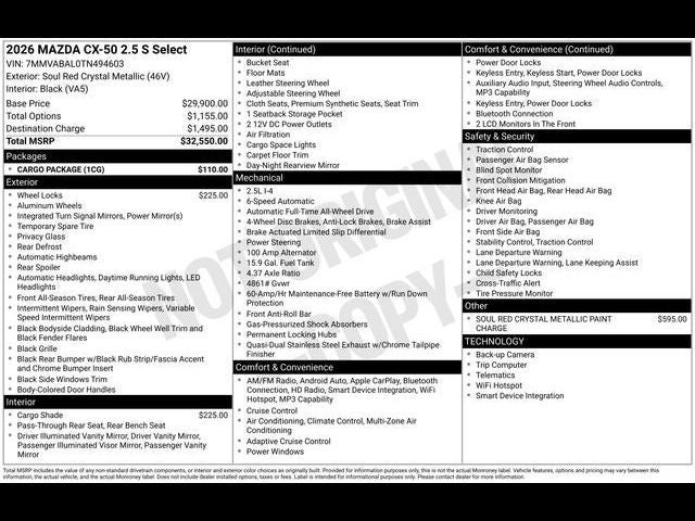 2026 Mazda Mazda CX-50 2.5 S Select AWD