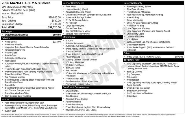 2026 Mazda Mazda CX-50 2.5 S Select AWD