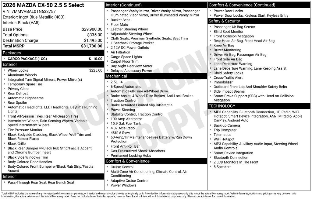2026 Mazda Mazda CX-50 2.5 S Select AWD