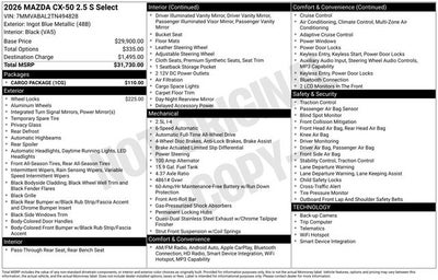 2026 Mazda Mazda CX-50 2.5 S Select AWD