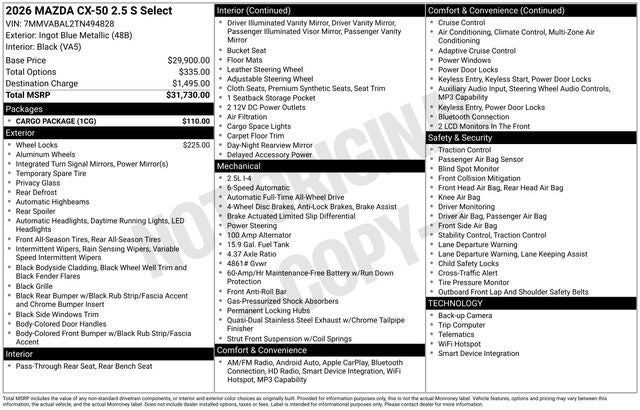 2026 Mazda Mazda CX-50 2.5 S Select AWD