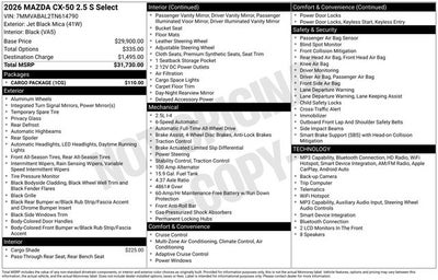 2026 Mazda Mazda CX-50 2.5 S Select AWD