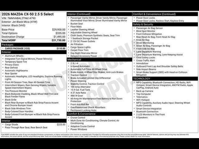 2026 Mazda Mazda CX-50 2.5 S Select AWD