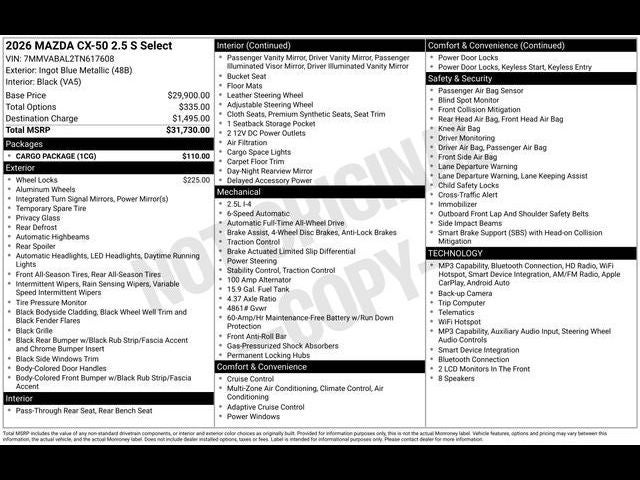 2026 Mazda Mazda CX-50 2.5 S Select AWD