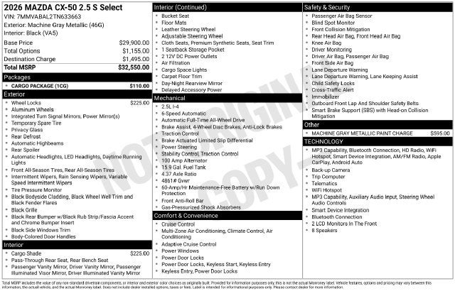 2026 Mazda Mazda CX-50 2.5 S Select