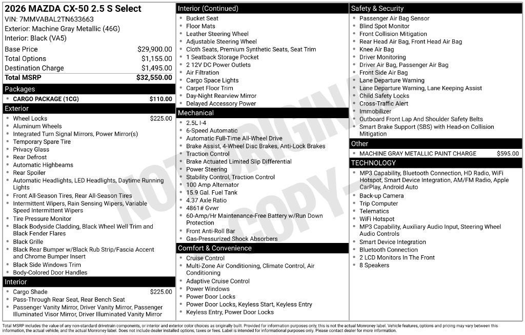 2026 Mazda Mazda CX-50 2.5 S Select AWD
