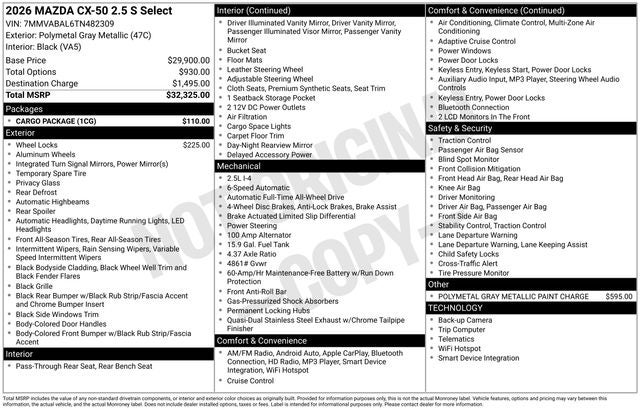 2026 Mazda Mazda CX-50 2.5 S Select AWD