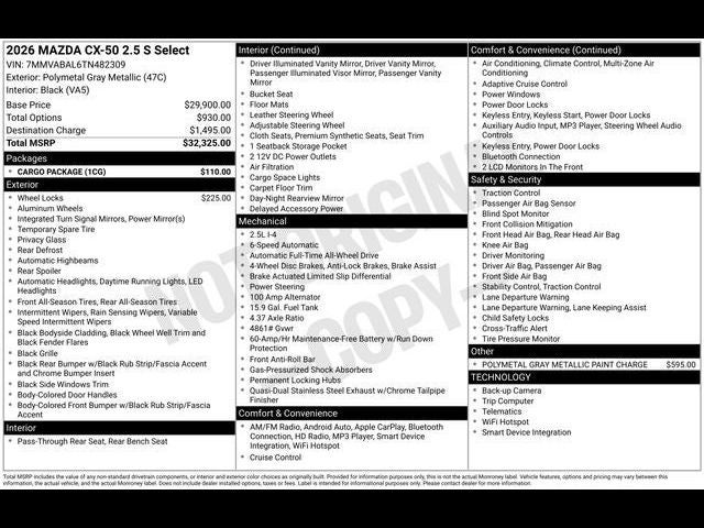 2026 Mazda Mazda CX-50 2.5 S Select AWD