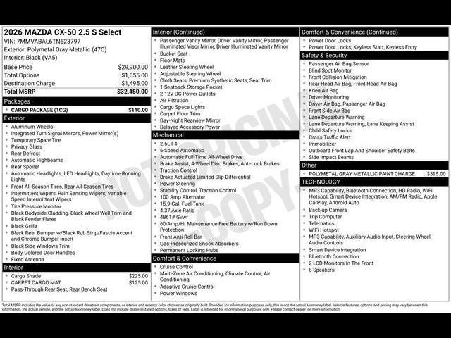 2026 Mazda Mazda CX-50 2.5 S Select AWD