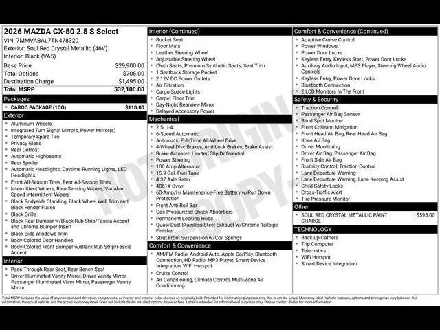 2026 Mazda Mazda CX-50 2.5 S Select AWD