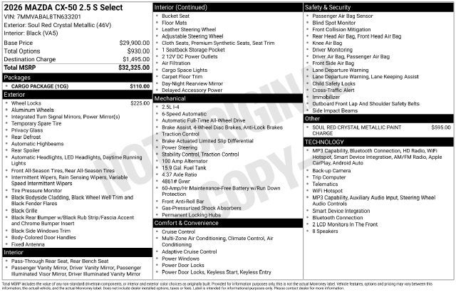 2026 Mazda Mazda CX-50 2.5 S Select