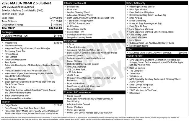 2026 Mazda Mazda CX-50 2.5 S Select AWD