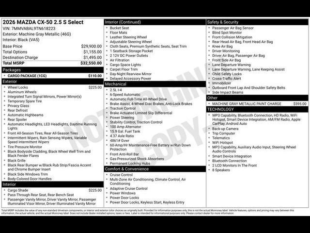 2026 Mazda Mazda CX-50 2.5 S Select AWD