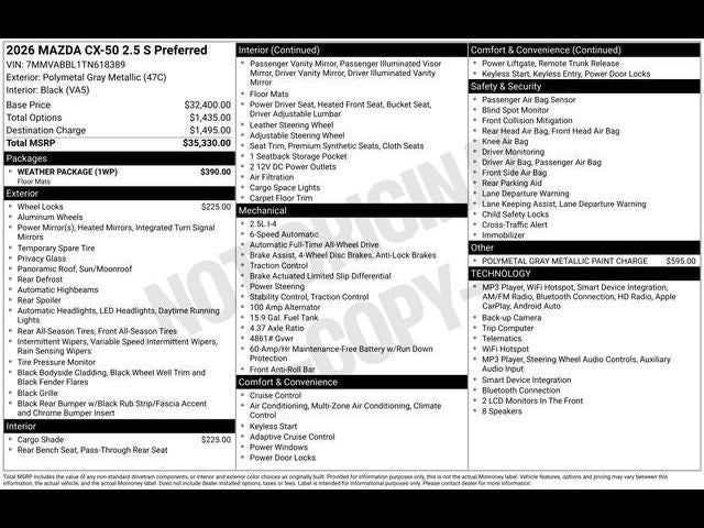 2026 Mazda Mazda CX-50 2.5 S Preferred AWD