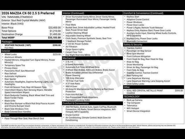 2026 Mazda Mazda CX-50 2.5 S Preferred AWD