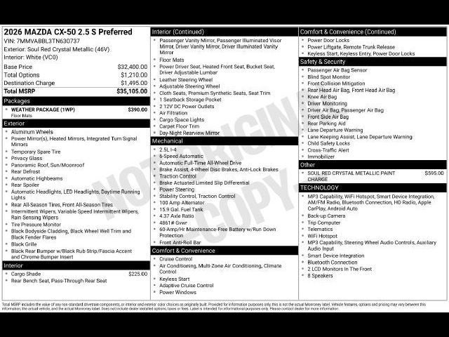 2026 Mazda Mazda CX-50 2.5 S Preferred AWD
