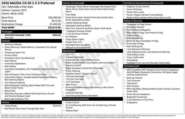 2026 Mazda Mazda CX-50 2.5 S Preferred AWD