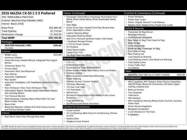 2026 Mazda Mazda CX-50 2.5 S Preferred AWD