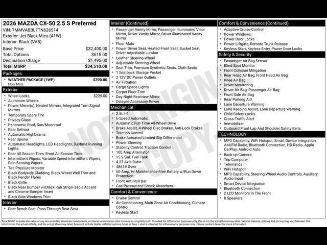 2026 Mazda Mazda CX-50 2.5 S Preferred AWD