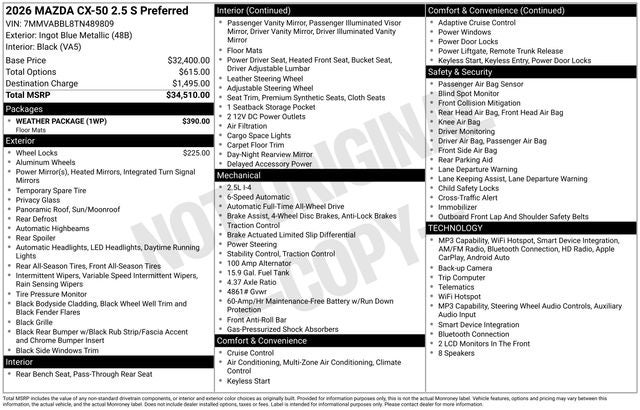 2026 Mazda Mazda CX-50 2.5 S Preferred AWD