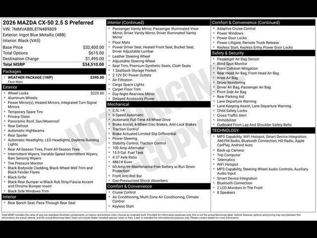 2026 Mazda Mazda CX-50 2.5 S Preferred AWD
