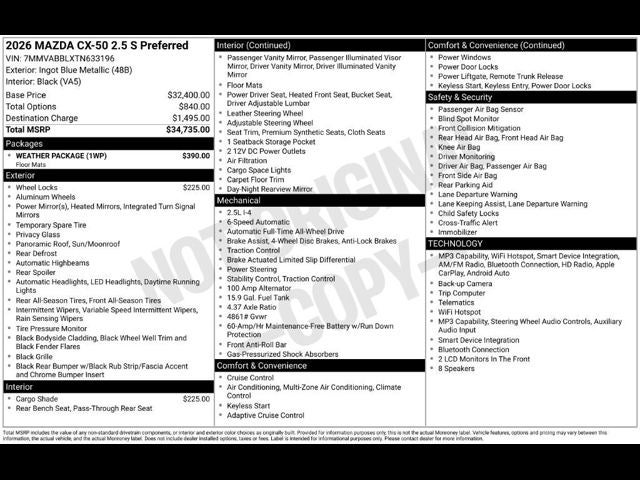 2026 Mazda Mazda CX-50 2.5 S Preferred AWD