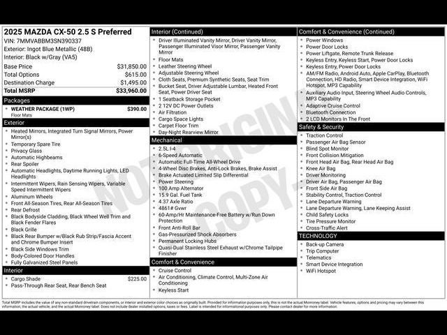 2025 Mazda Mazda CX-50 2.5 S Preferred AWD