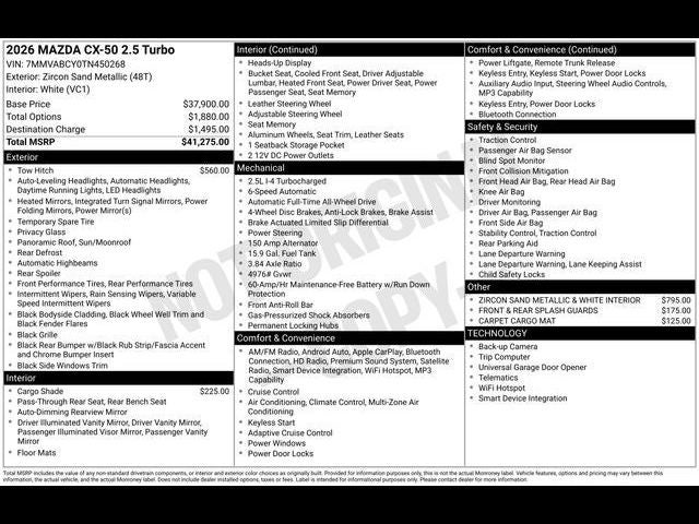 2026 Mazda Mazda CX-50 2.5 Turbo AWD