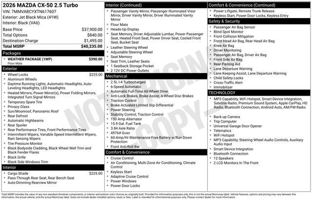 2026 Mazda Mazda CX-50 2.5 Turbo AWD