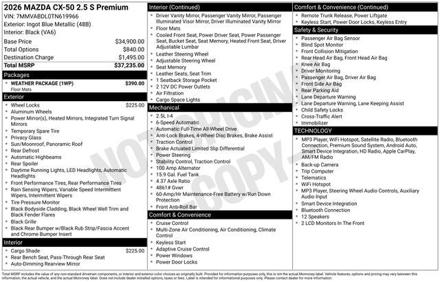 2026 Mazda Mazda CX-50 2.5 S Premium