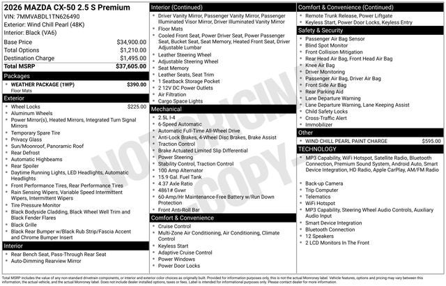 2026 Mazda Mazda CX-50 2.5 S Premium