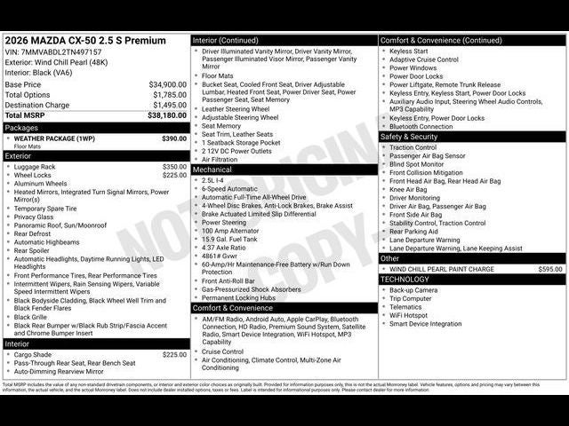 2026 Mazda Mazda CX-50 2.5 S Premium AWD