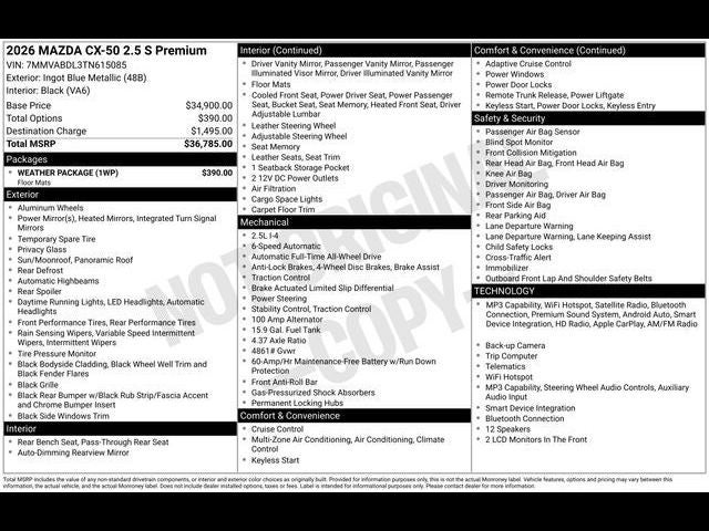 2026 Mazda Mazda CX-50 2.5 S Premium AWD