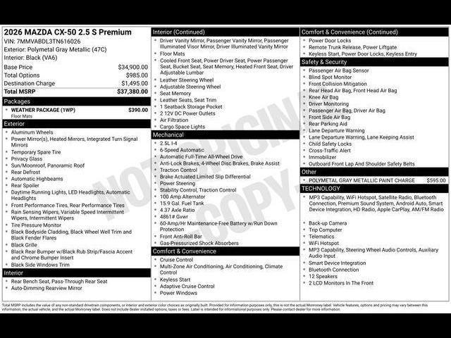 2026 Mazda Mazda CX-50 2.5 S Premium AWD