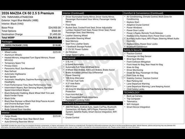 2026 Mazda Mazda CX-50 2.5 S Premium AWD