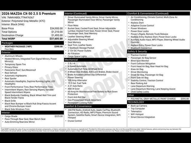 2026 Mazda Mazda CX-50 2.5 S Premium AWD