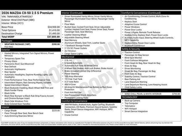 2026 Mazda Mazda CX-50 2.5 S Premium AWD