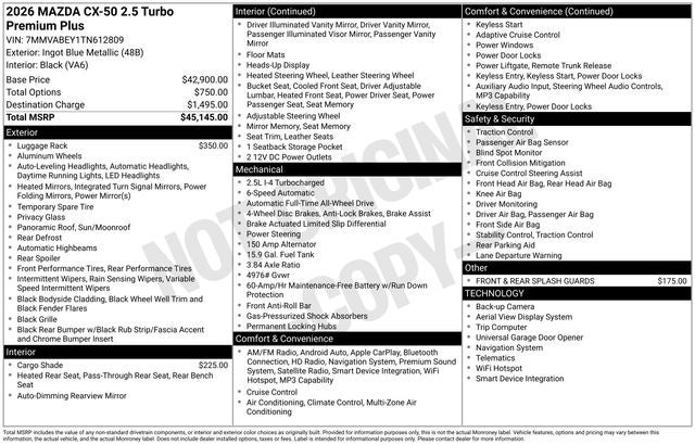 2026 Mazda Mazda CX-50 2.5 Turbo Premium Plus AWD