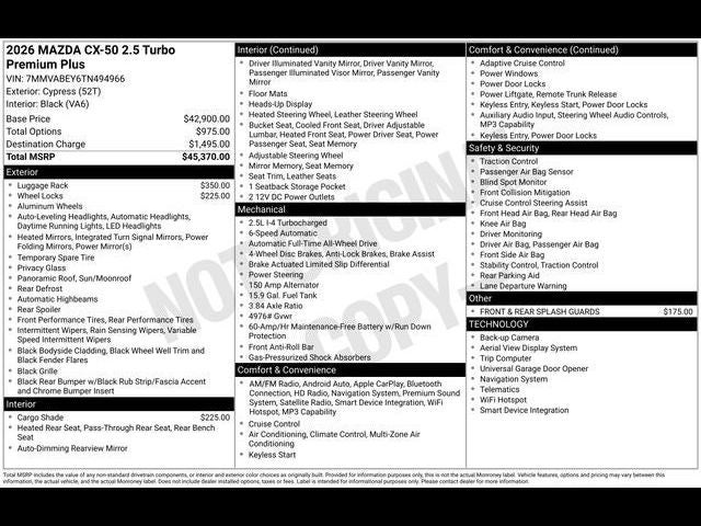 2026 Mazda Mazda CX-50 2.5 Turbo Premium Plus AWD