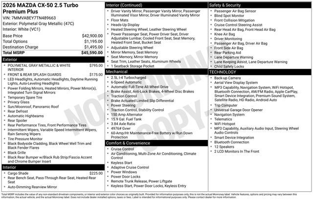 2026 Mazda Mazda CX-50 2.5 Turbo Premium Plus AWD