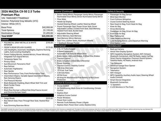 2026 Mazda Mazda CX-50 2.5 Turbo Premium Plus AWD